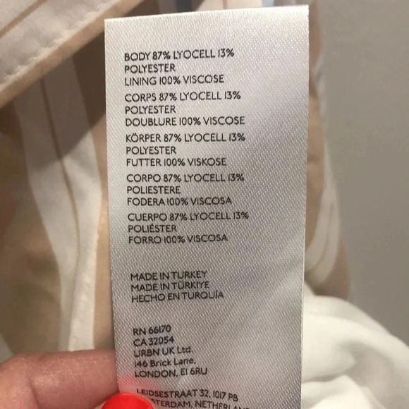 Anthropologie Maeve tan white asymmetrical wrap shirt dress Sz 12 New with Tags - Picture 10 of 10